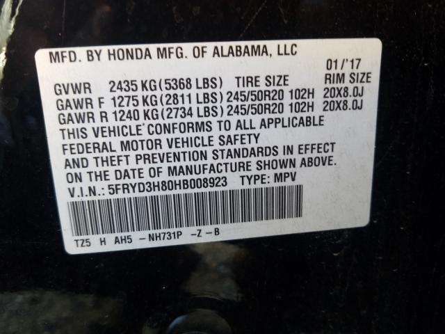 Photo 9 VIN: 5FRYD3H80HB008923 - ACURA MDX ADVANC 