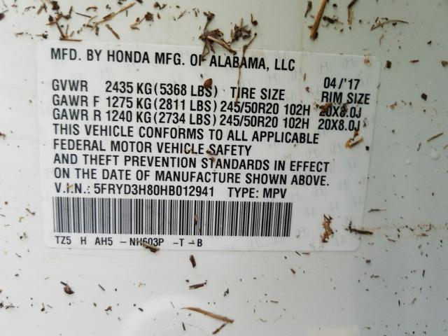 Photo 9 VIN: 5FRYD3H80HB012941 - ACURA MDX ADVANC 