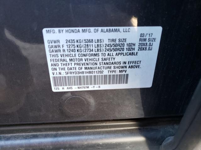 Photo 9 VIN: 5FRYD3H81HB011202 - ACURA MDX ADVANC 