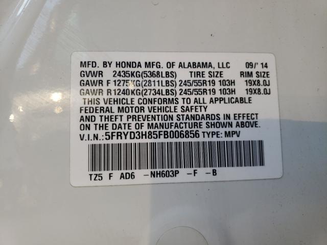 Photo 9 VIN: 5FRYD3H85FB006856 - ACURA MDX ADVANC 