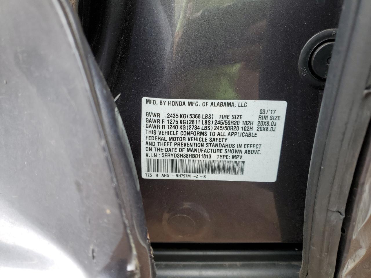 Photo 12 VIN: 5FRYD3H88HB011813 - ACURA MDX 