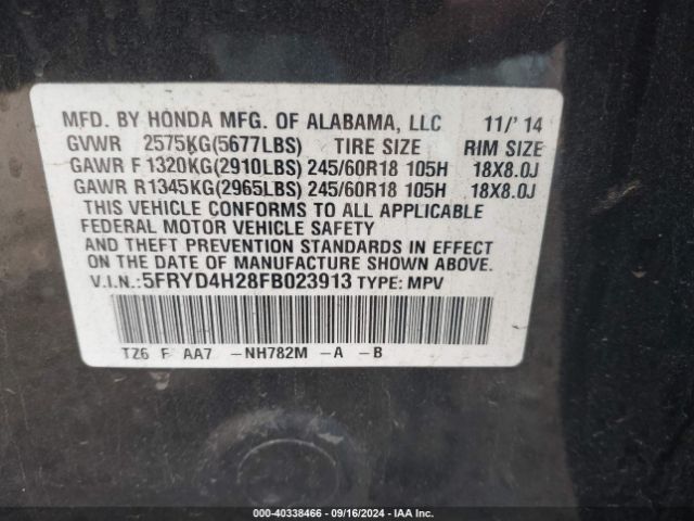 Photo 8 VIN: 5FRYD4H28FB023913 - ACURA MDX 