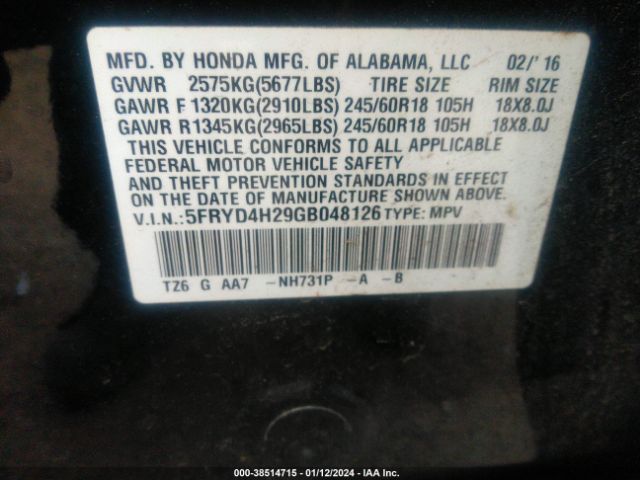 Photo 8 VIN: 5FRYD4H29GB048126 - ACURA MDX 