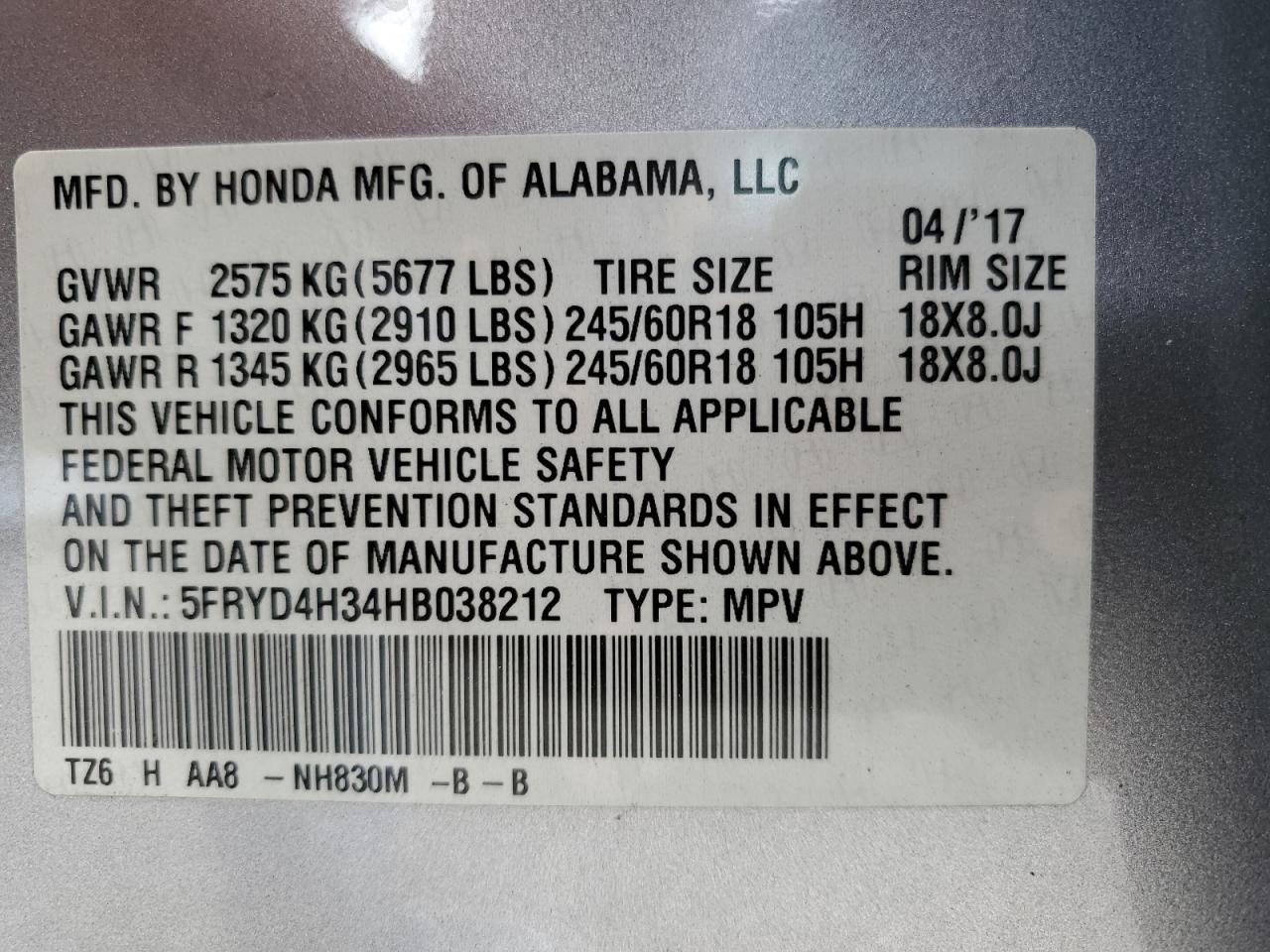 Photo 12 VIN: 5FRYD4H34HB038212 - ACURA MDX 