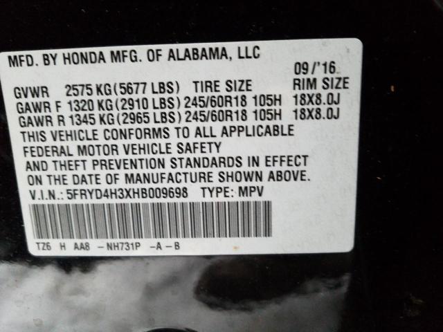 Photo 9 VIN: 5FRYD4H3XHB009698 - ACURA MDX 