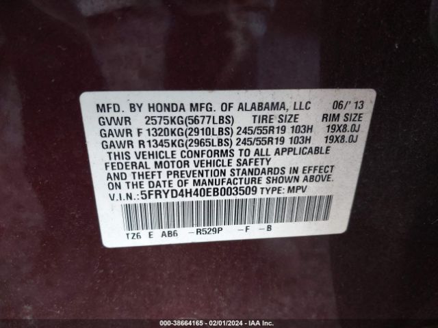 Photo 8 VIN: 5FRYD4H40EB003509 - ACURA MDX 