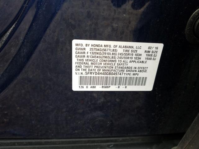 Photo 9 VIN: 5FRYD4H40GB049747 - ACURA MDX 