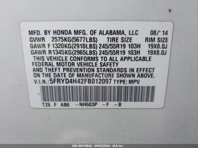 Photo 8 VIN: 5FRYD4H42FB012097 - ACURA MDX 