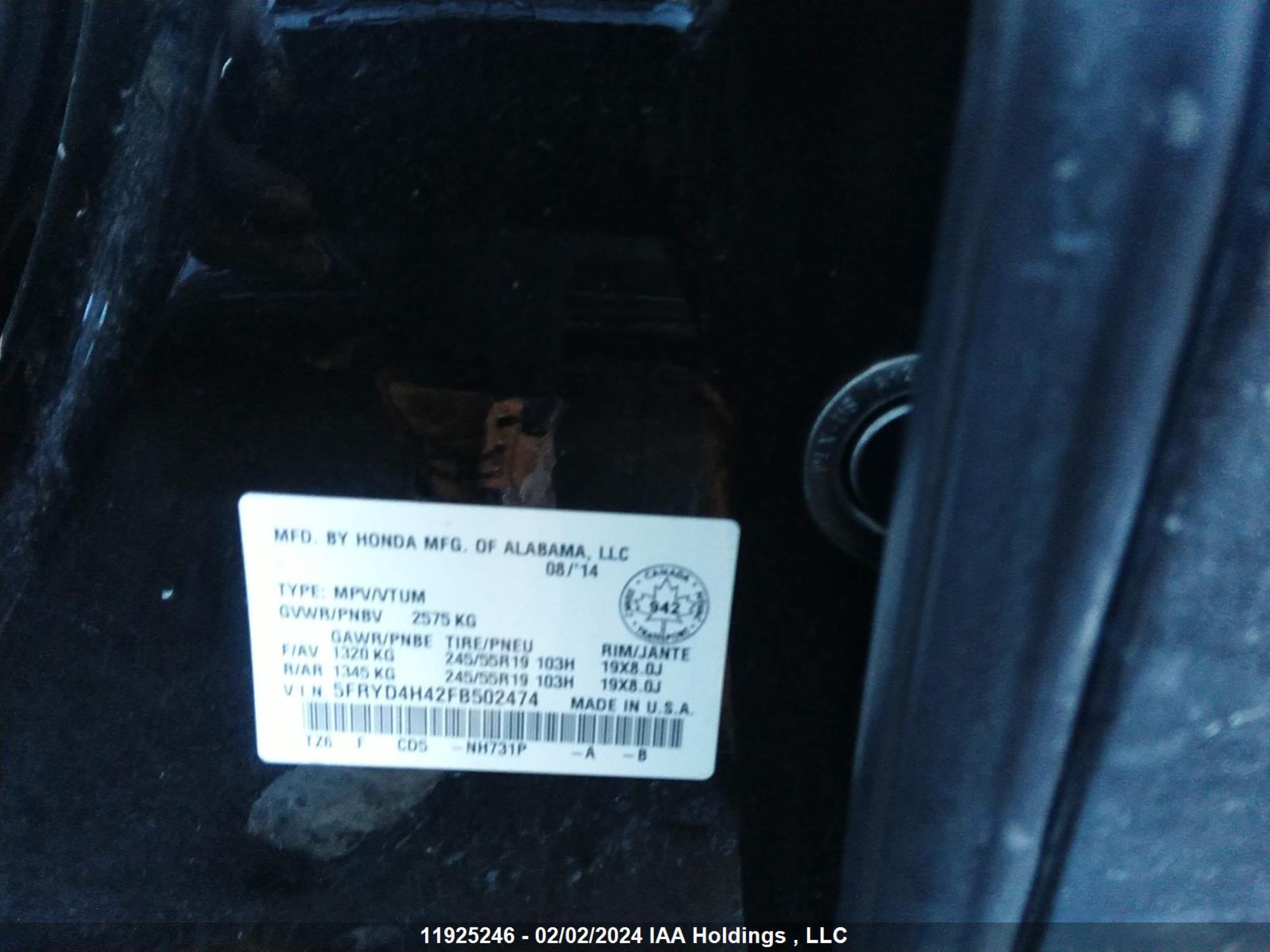 Photo 8 VIN: 5FRYD4H42FB502474 - ACURA MDX 