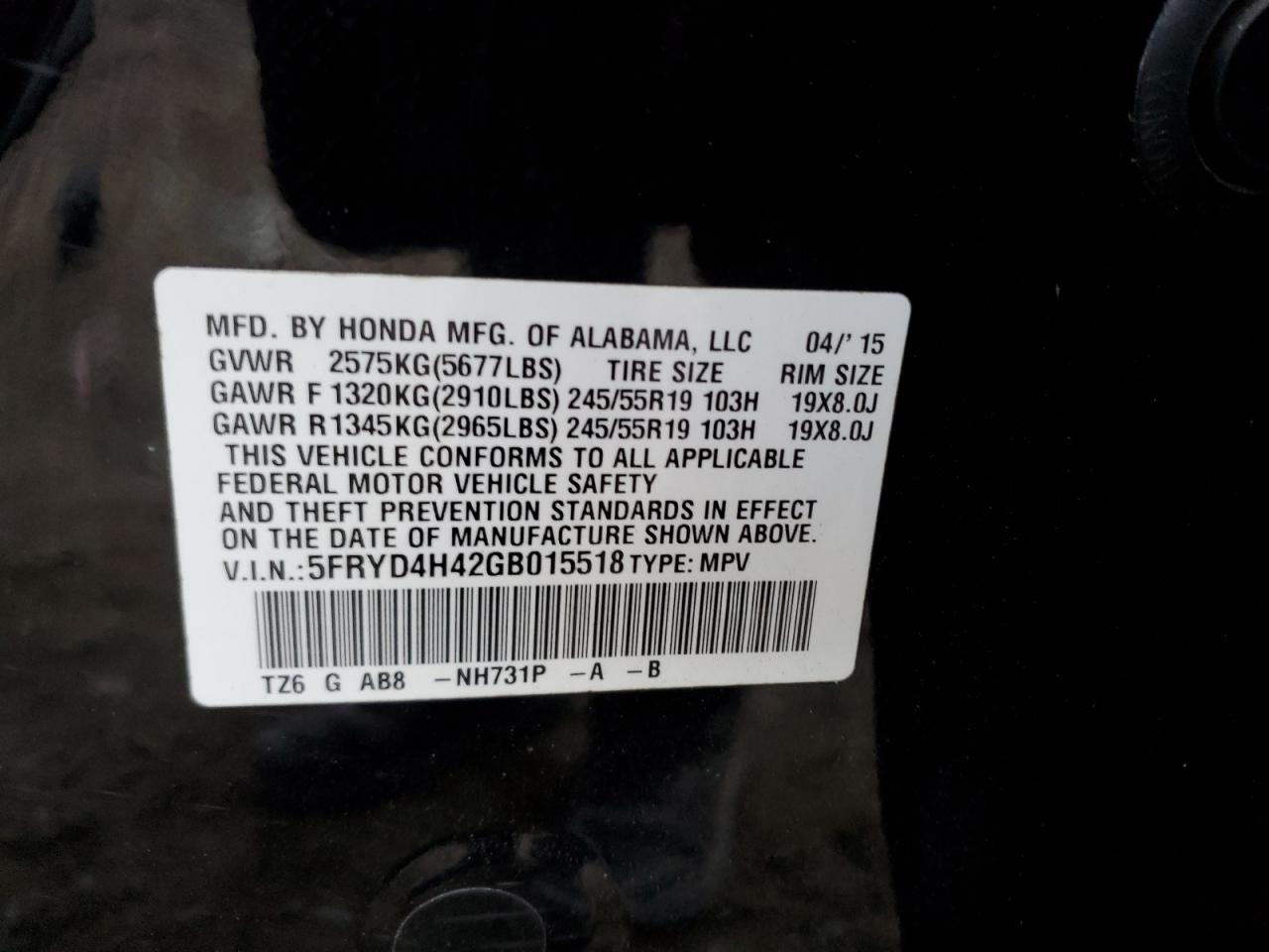 Photo 12 VIN: 5FRYD4H42GB015518 - ACURA MDX 