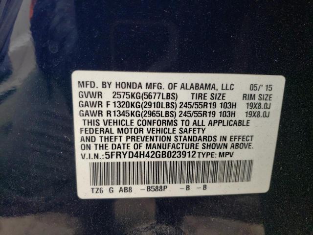 Photo 12 VIN: 5FRYD4H42GB023912 - ACURA MDX TECHNO 