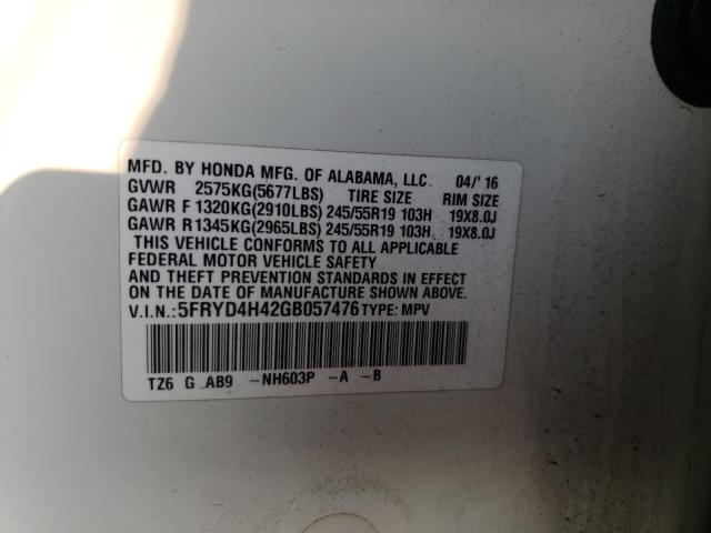 Photo 9 VIN: 5FRYD4H42GB057476 - ACURA MDX TECHNO 