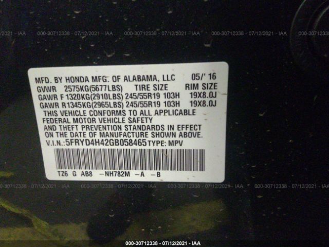 Photo 8 VIN: 5FRYD4H42GB058465 - ACURA MDX 