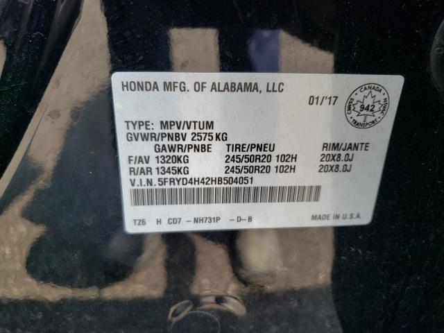 Photo 9 VIN: 5FRYD4H42HB504051 - ACURA MDX 