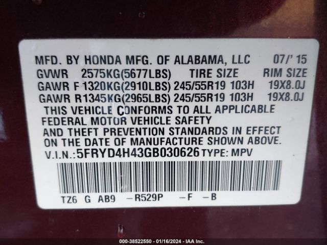 Photo 8 VIN: 5FRYD4H43GB030626 - ACURA MDX 