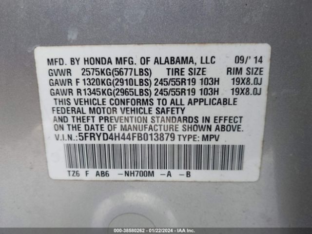 Photo 8 VIN: 5FRYD4H44FB013879 - ACURA MDX 