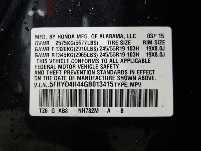 Photo 9 VIN: 5FRYD4H44GB013415 - ACURA MDX TECHNO 