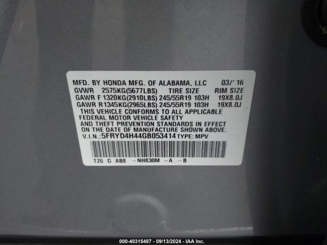 Photo 8 VIN: 5FRYD4H44GB053414 - ACURA MDX 