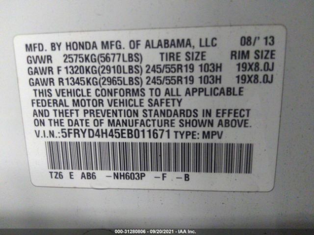 Photo 8 VIN: 5FRYD4H45EB011671 - ACURA MDX 