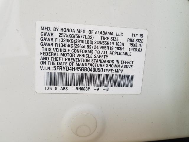 Photo 9 VIN: 5FRYD4H45GB040090 - ACURA MDX TECHNO 