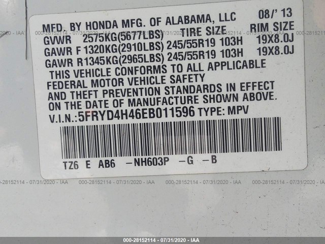 Photo 8 VIN: 5FRYD4H46EB011596 - ACURA MDX 