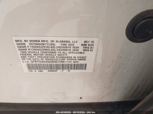 Photo 8 VIN: 5FRYD4H46GB007096 - ACURA MDX 