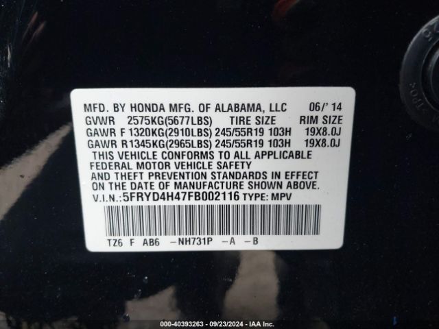 Photo 8 VIN: 5FRYD4H47FB002116 - ACURA MDX 