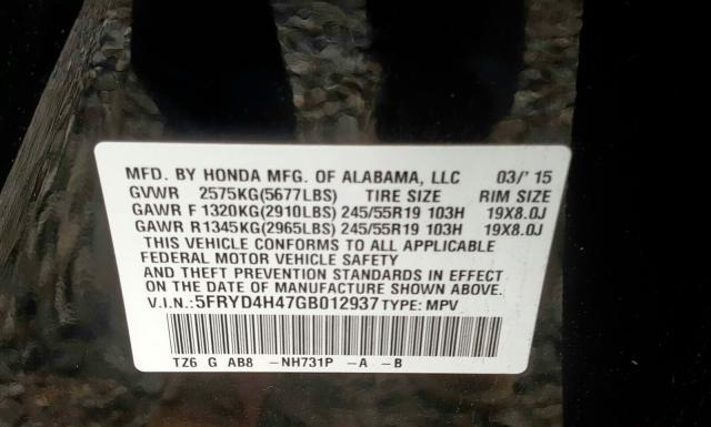 Photo 9 VIN: 5FRYD4H47GB012937 - ACURA MDX 