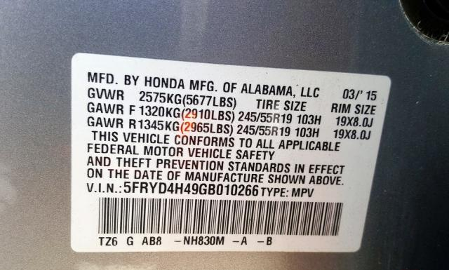 Photo 9 VIN: 5FRYD4H49GB010266 - ACURA MDX 