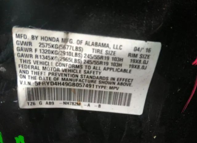 Photo 8 VIN: 5FRYD4H49GB057491 - ACURA MDX 