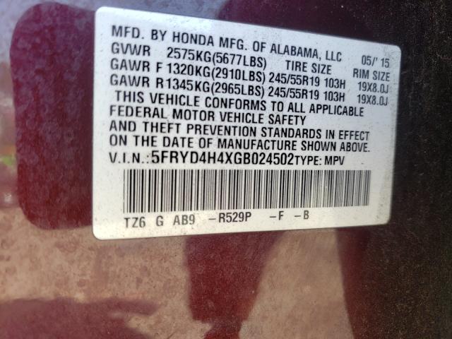 Photo 9 VIN: 5FRYD4H4XGB024502 - ACURA MDX TECHNO 