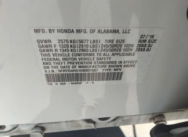 Photo 8 VIN: 5FRYD4H51HB001507 - ACURA MDX 