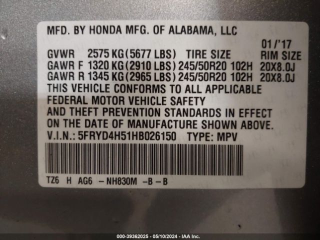 Photo 8 VIN: 5FRYD4H51HB026150 - ACURA MDX 