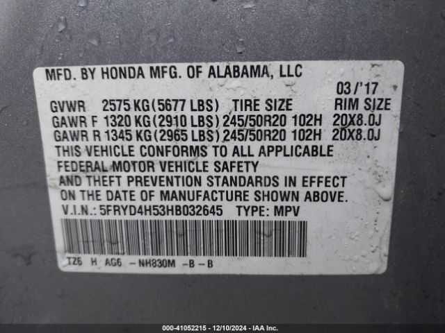 Photo 8 VIN: 5FRYD4H53HB032645 - ACURA MDX 