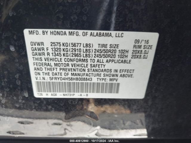 Photo 8 VIN: 5FRYD4H58HB008843 - ACURA MDX 