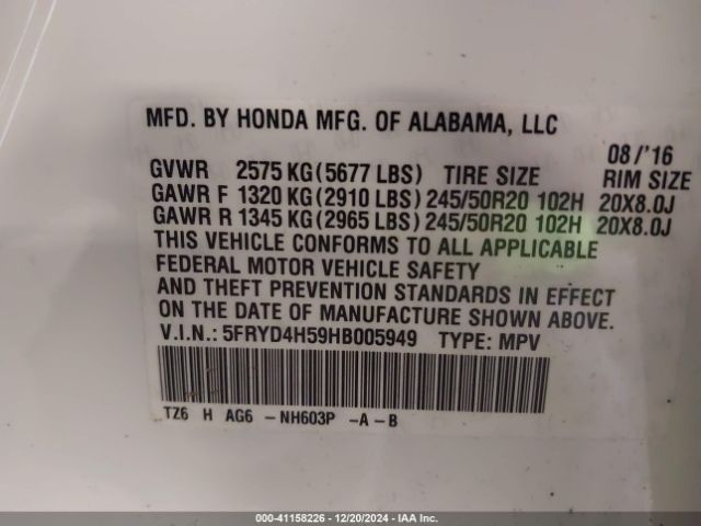 Photo 8 VIN: 5FRYD4H59HB005949 - ACURA MDX 