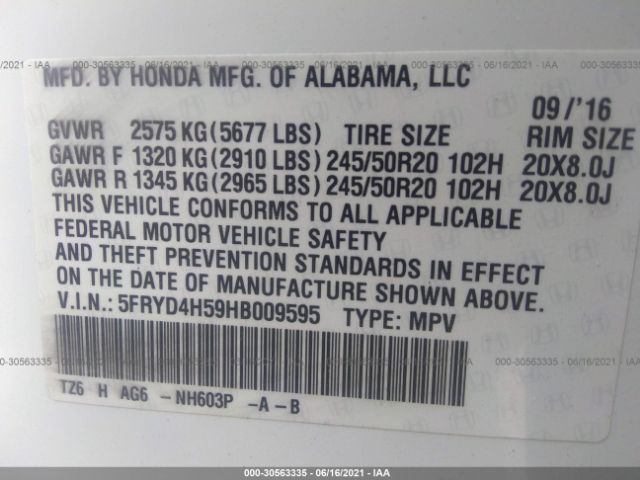 Photo 8 VIN: 5FRYD4H59HB009595 - ACURA MDX 