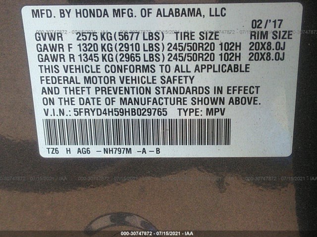 Photo 8 VIN: 5FRYD4H59HB029765 - ACURA MDX 