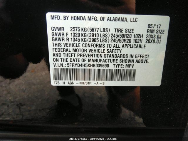 Photo 8 VIN: 5FRYD4H5XHB039690 - ACURA MDX 