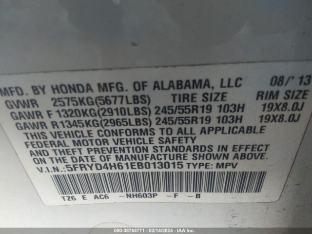 Photo 8 VIN: 5FRYD4H61EB013015 - ACURA MDX 