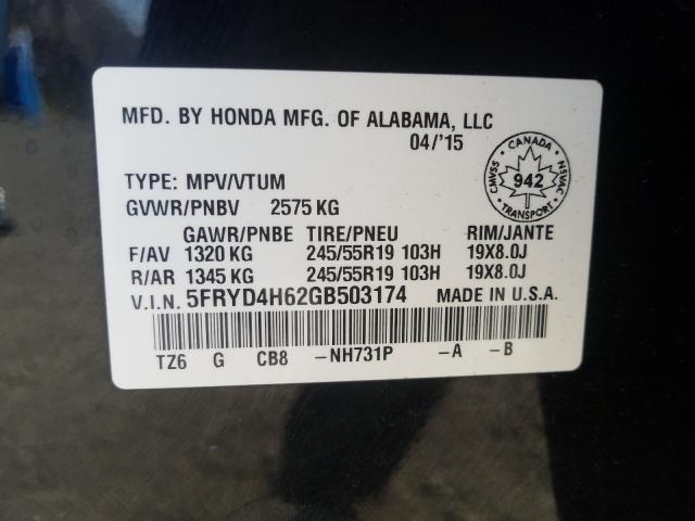 Photo 9 VIN: 5FRYD4H62GB503174 - ACURA MDX TECHNO 