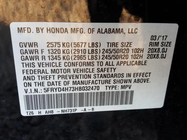 Photo 9 VIN: 5FRYD4H73HB032470 - ACURA MDX TECHNO 