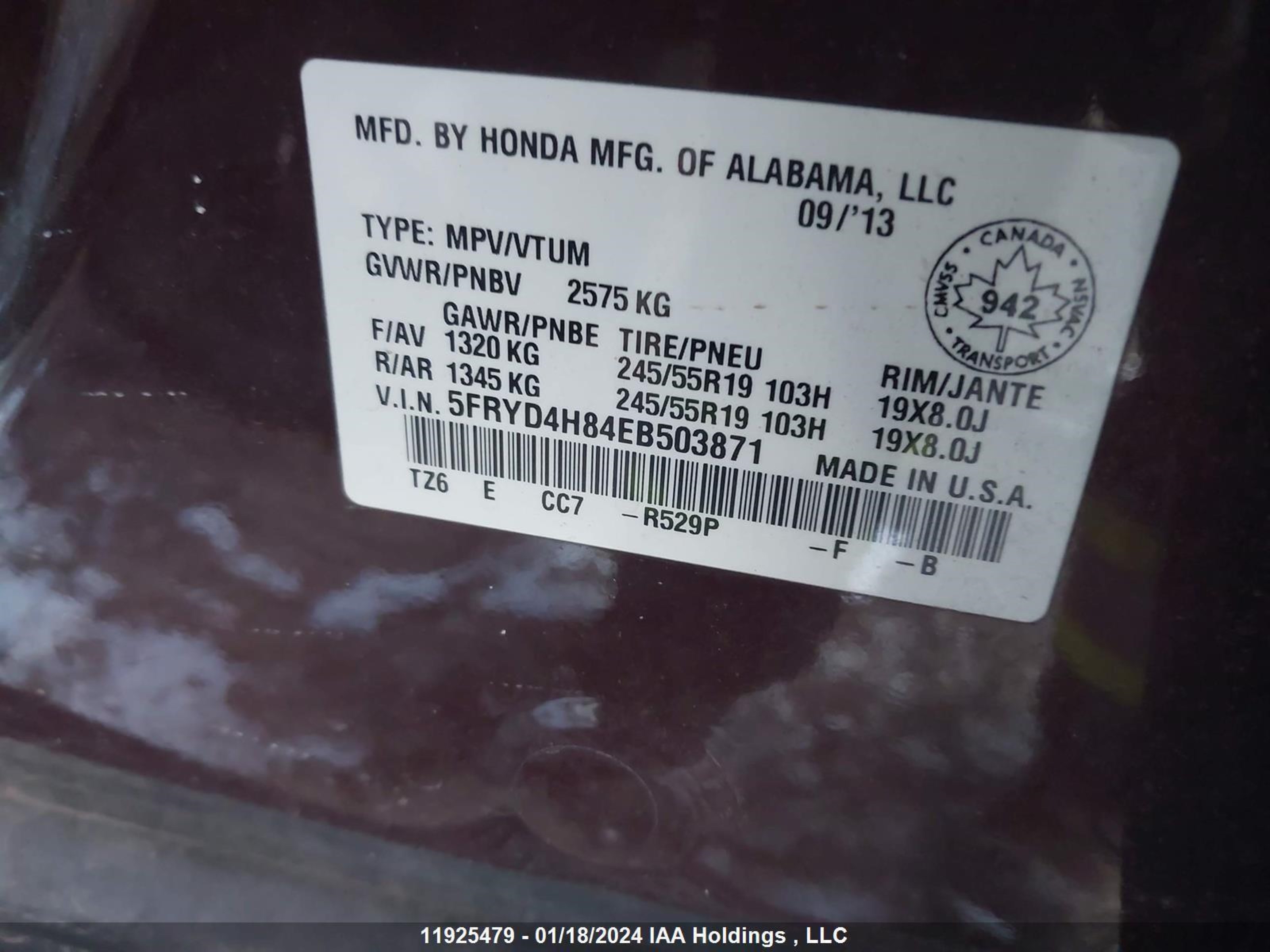 Photo 8 VIN: 5FRYD4H84EB503871 - ACURA MDX 