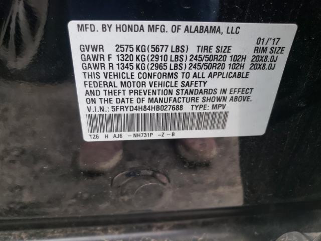 Photo 9 VIN: 5FRYD4H84HB027688 - ACURA MDX ADVANC 