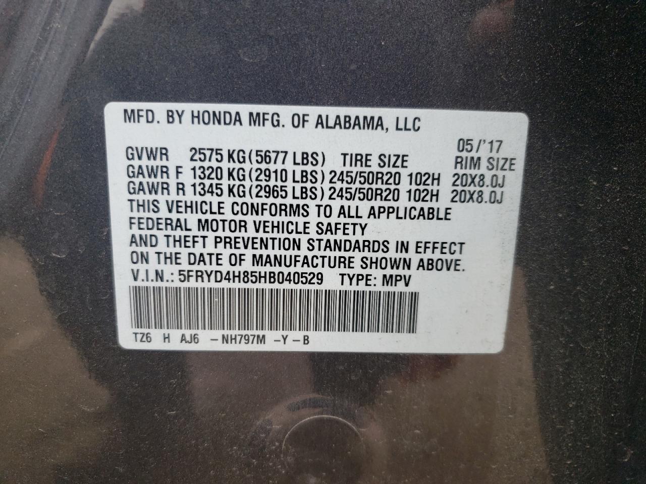 Photo 12 VIN: 5FRYD4H85HB040529 - ACURA MDX 