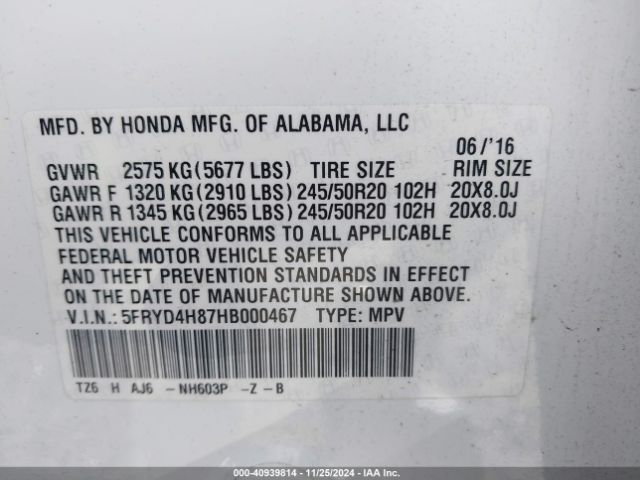 Photo 8 VIN: 5FRYD4H87HB000467 - ACURA MDX 