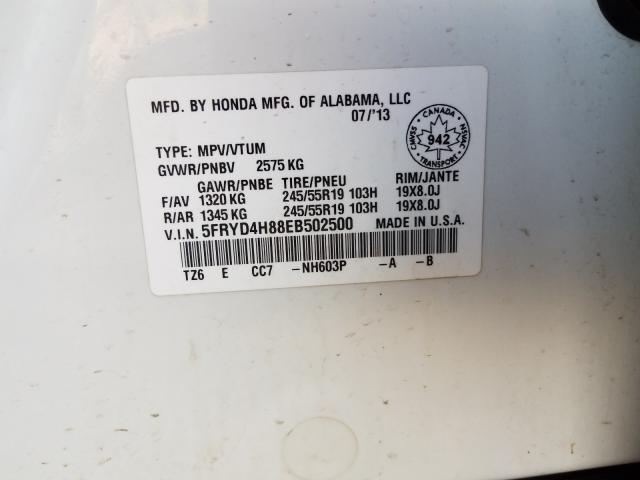 Photo 9 VIN: 5FRYD4H88EB502500 - ACURA MDX ADVANC 