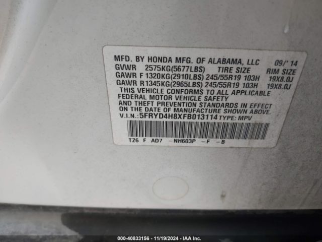 Photo 8 VIN: 5FRYD4H8XFB013114 - ACURA MDX 