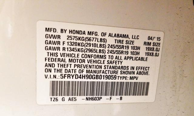 Photo 9 VIN: 5FRYD4H90GB019059 - ACURA MDX 