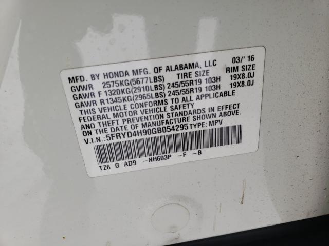 Photo 9 VIN: 5FRYD4H90GB054295 - ACURA MDX 